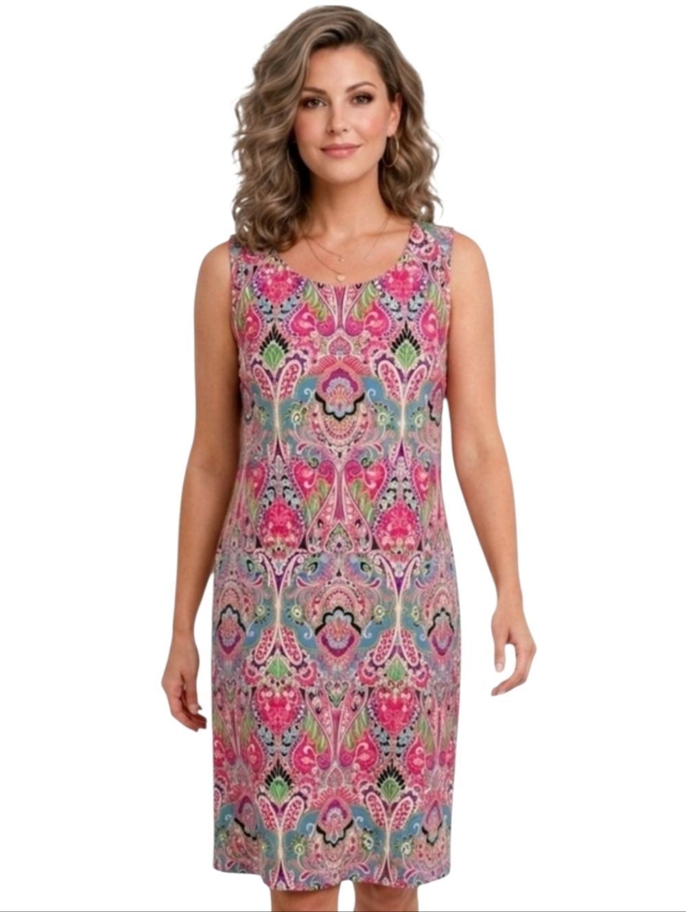 Tommy Hilfiger Vibrant Multicolor Paisley Print Sleeveless Shift Dress Size 14